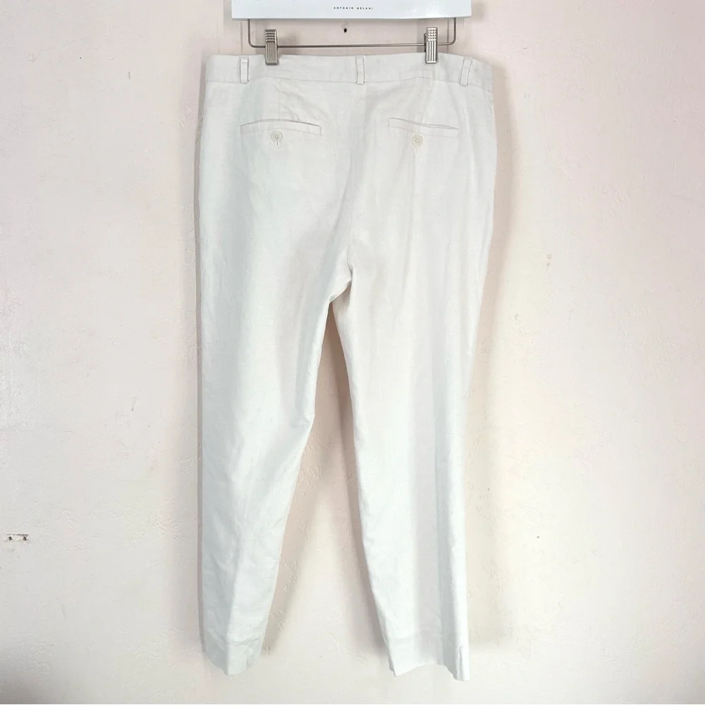 Banana Republic Women’s Avery Linen White Tapered Ankle Pants Size 12 EUC